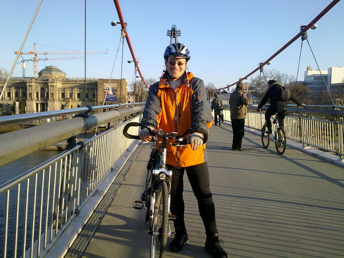 with the bike in Frankfurt am Main