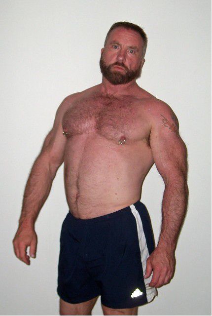 Posing big muscle bear