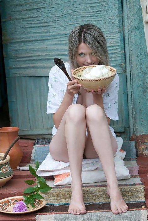 Ukrainian girl have breakfast