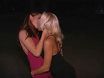 Passionate lesbians kissing